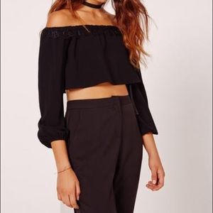 Missguided petite off the shoulder shirt